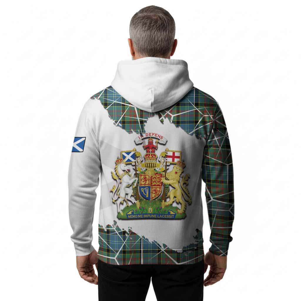 Paisley Tartan Hoodie with Family Crest and Lion Rampant Grunge Style