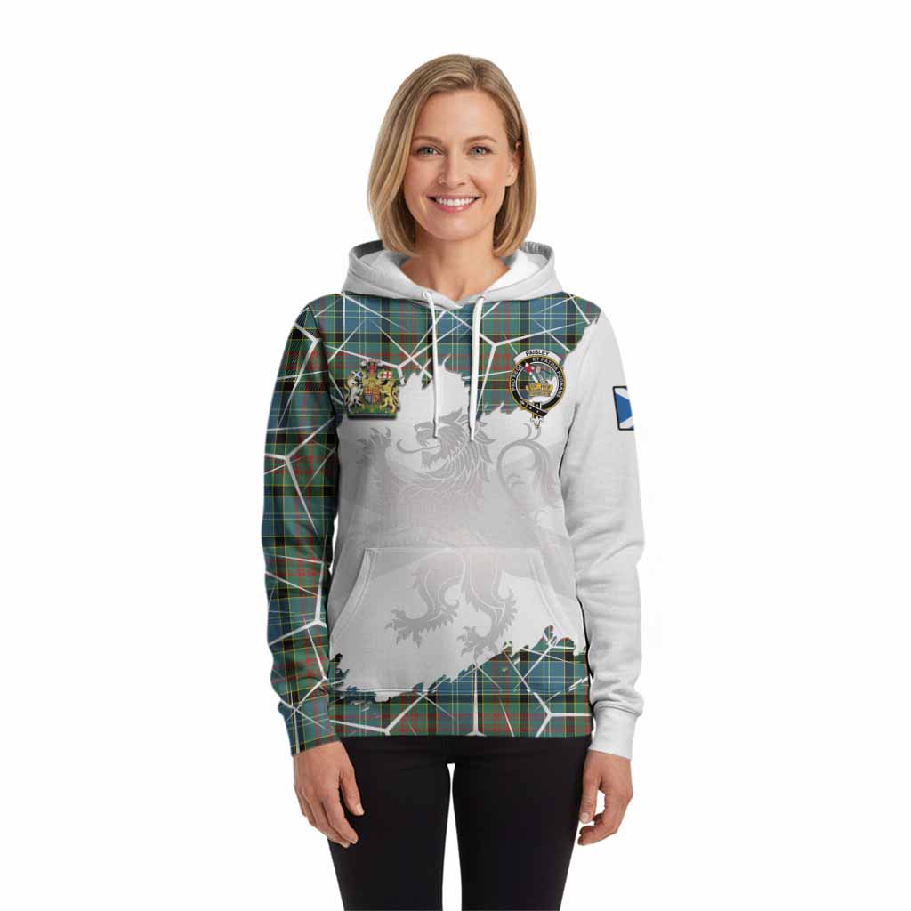 Paisley Tartan Hoodie with Family Crest and Lion Rampant Grunge Style