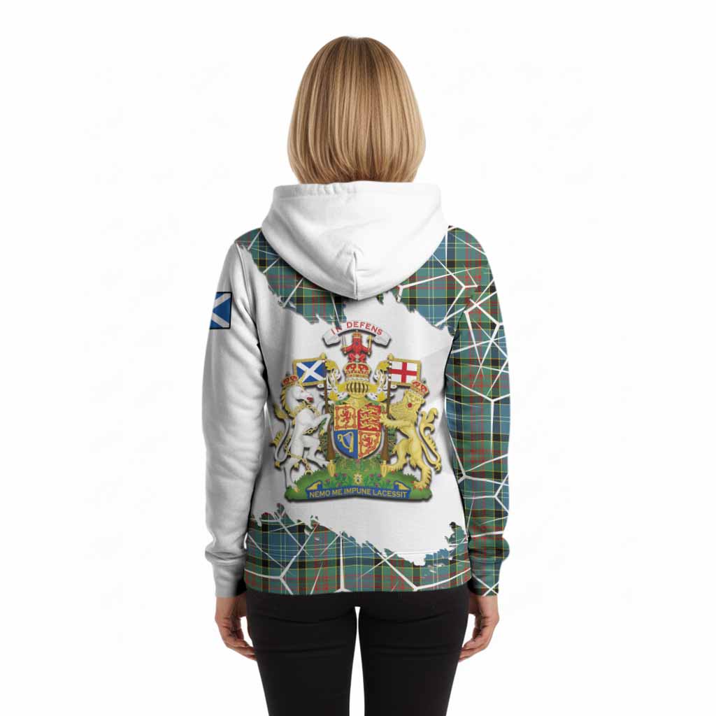 Paisley Tartan Hoodie with Family Crest and Lion Rampant Grunge Style