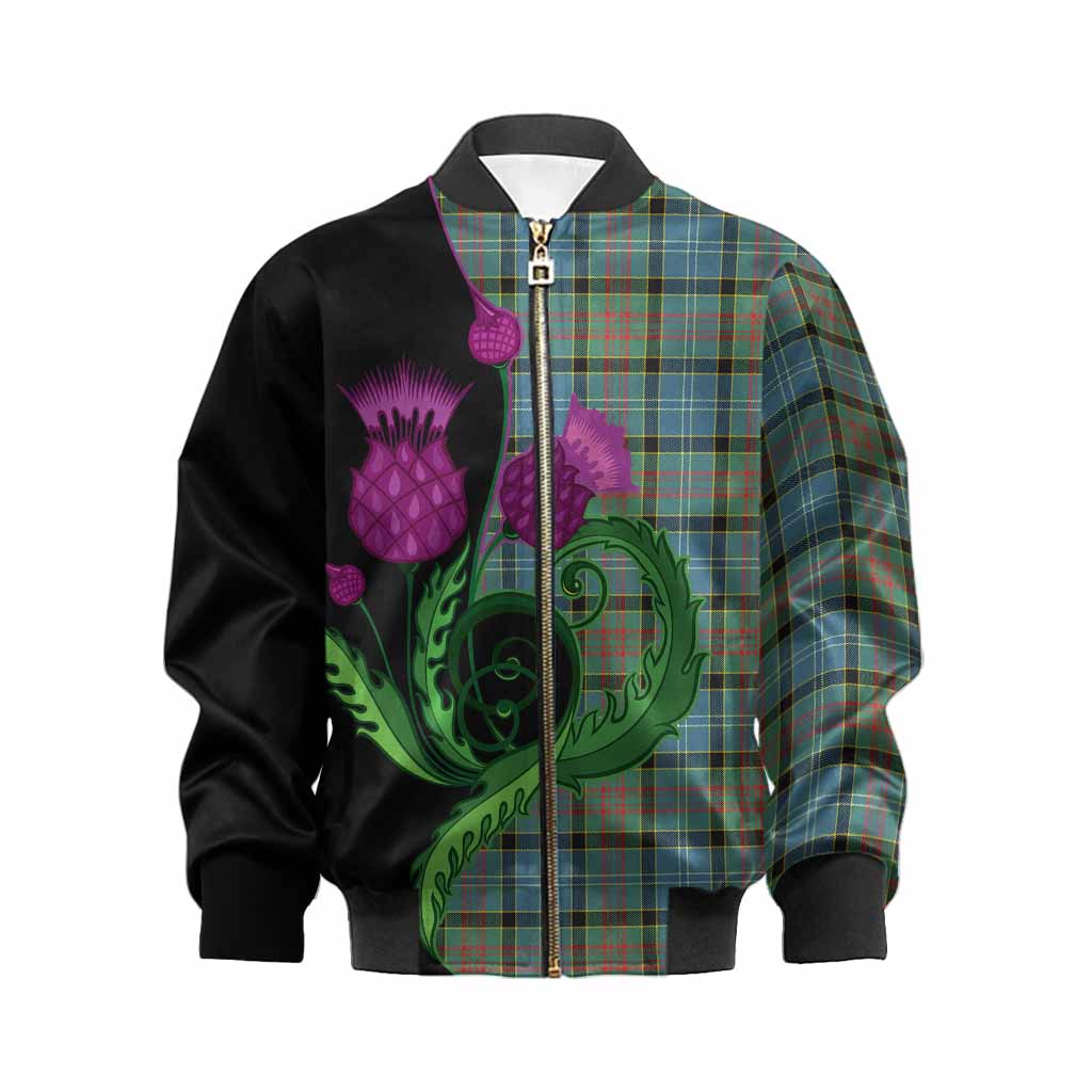 Paisley Tartan Kid Bomber Jacket Traditional Scottish Thistle