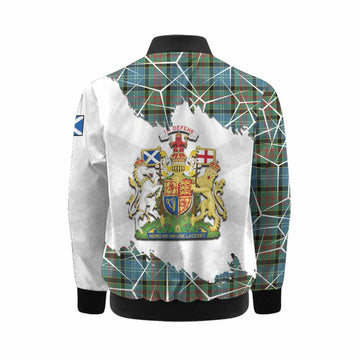 Paisley Tartan Kid Bomber Jacket with Family Crest and Lion Rampant Grunge Style