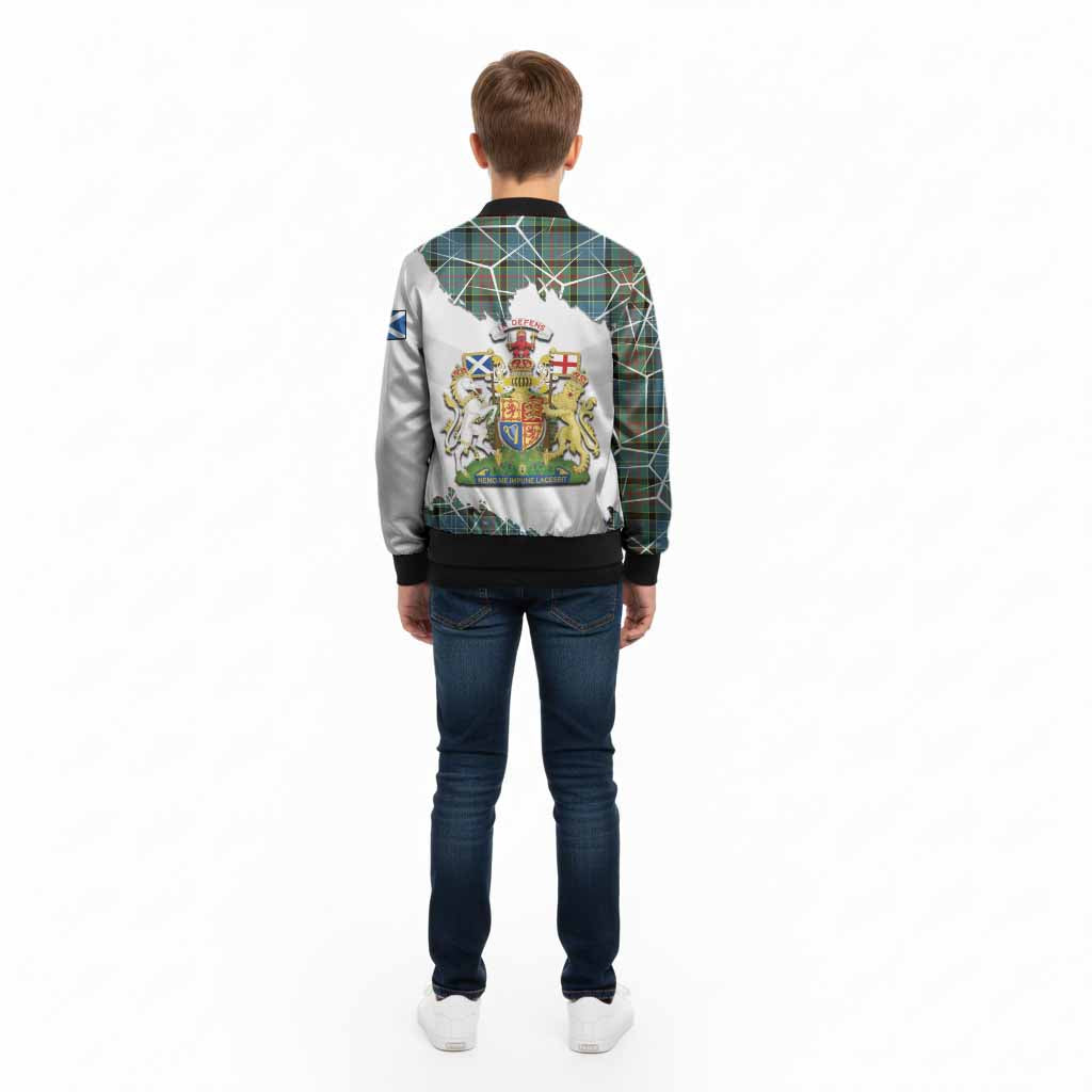 Paisley Tartan Kid Bomber Jacket with Family Crest and Lion Rampant Grunge Style