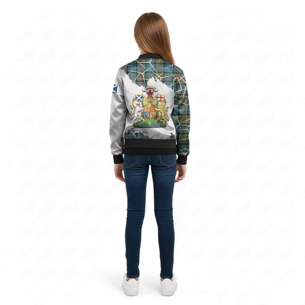 Paisley Tartan Kid Bomber Jacket with Family Crest and Lion Rampant Grunge Style