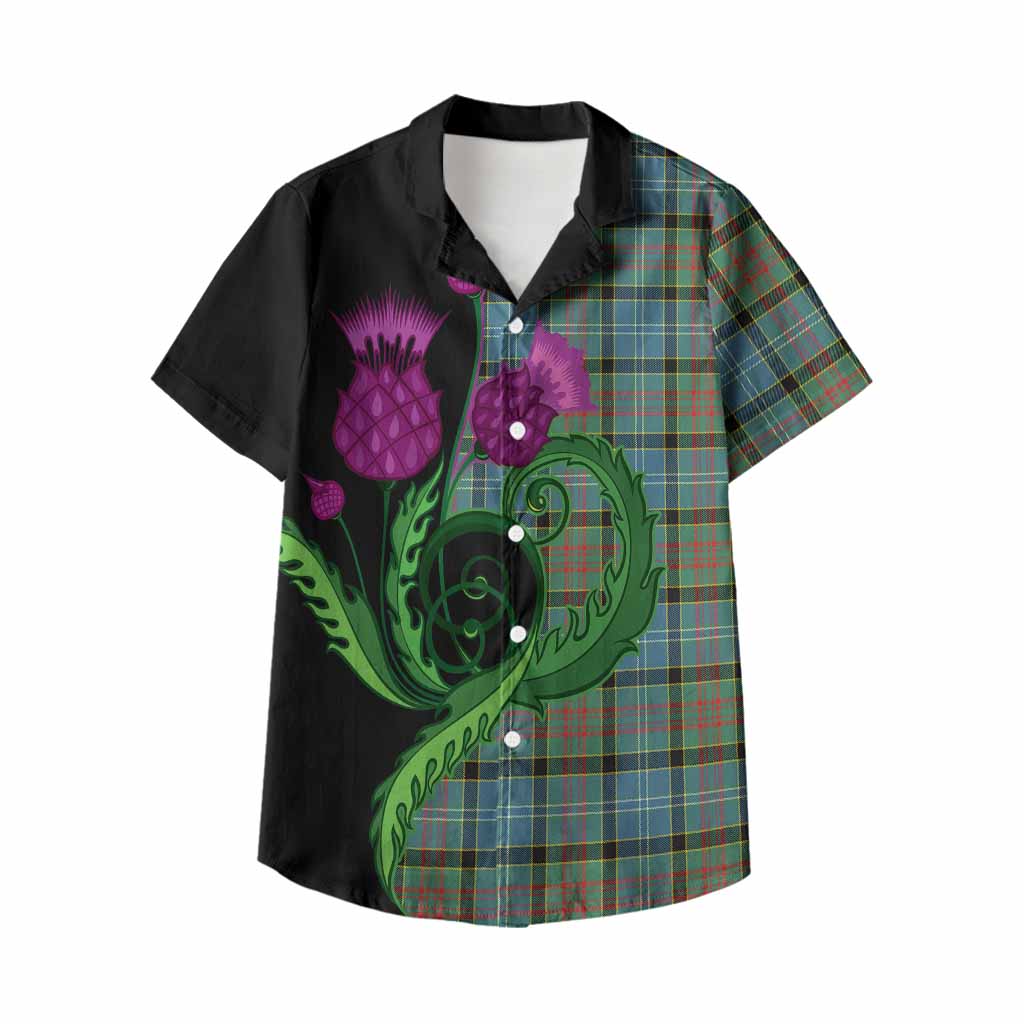 Paisley Tartan Kid Hawaiian Shirt Traditional Scottish Thistle