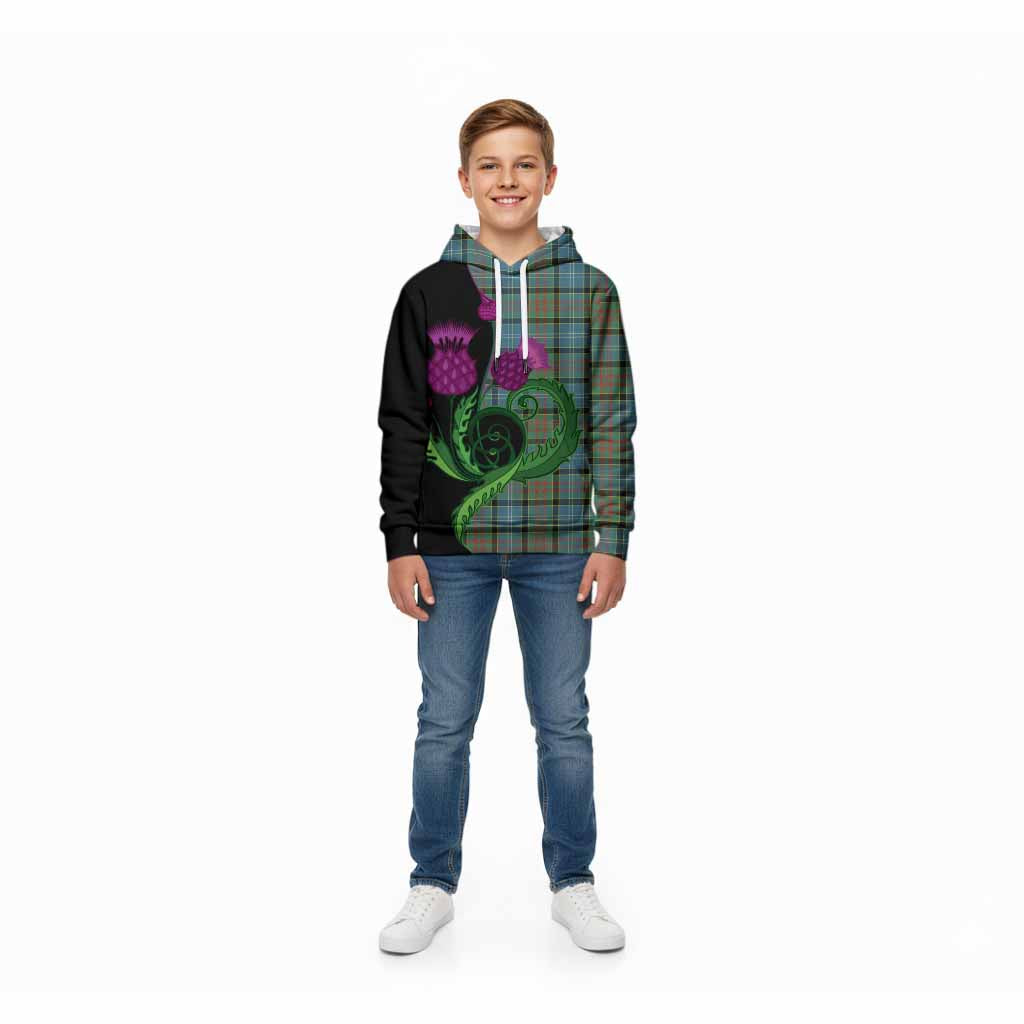 Paisley Tartan Kid Hoodie Traditional Scottish Thistle