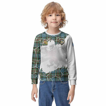 Paisley Tartan Kid Knitted Sweatshirt with Family Crest and Lion Rampant Grunge Style
