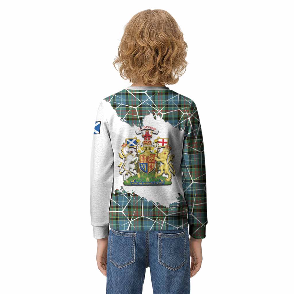 Paisley Tartan Kid Knitted Sweatshirt with Family Crest and Lion Rampant Grunge Style