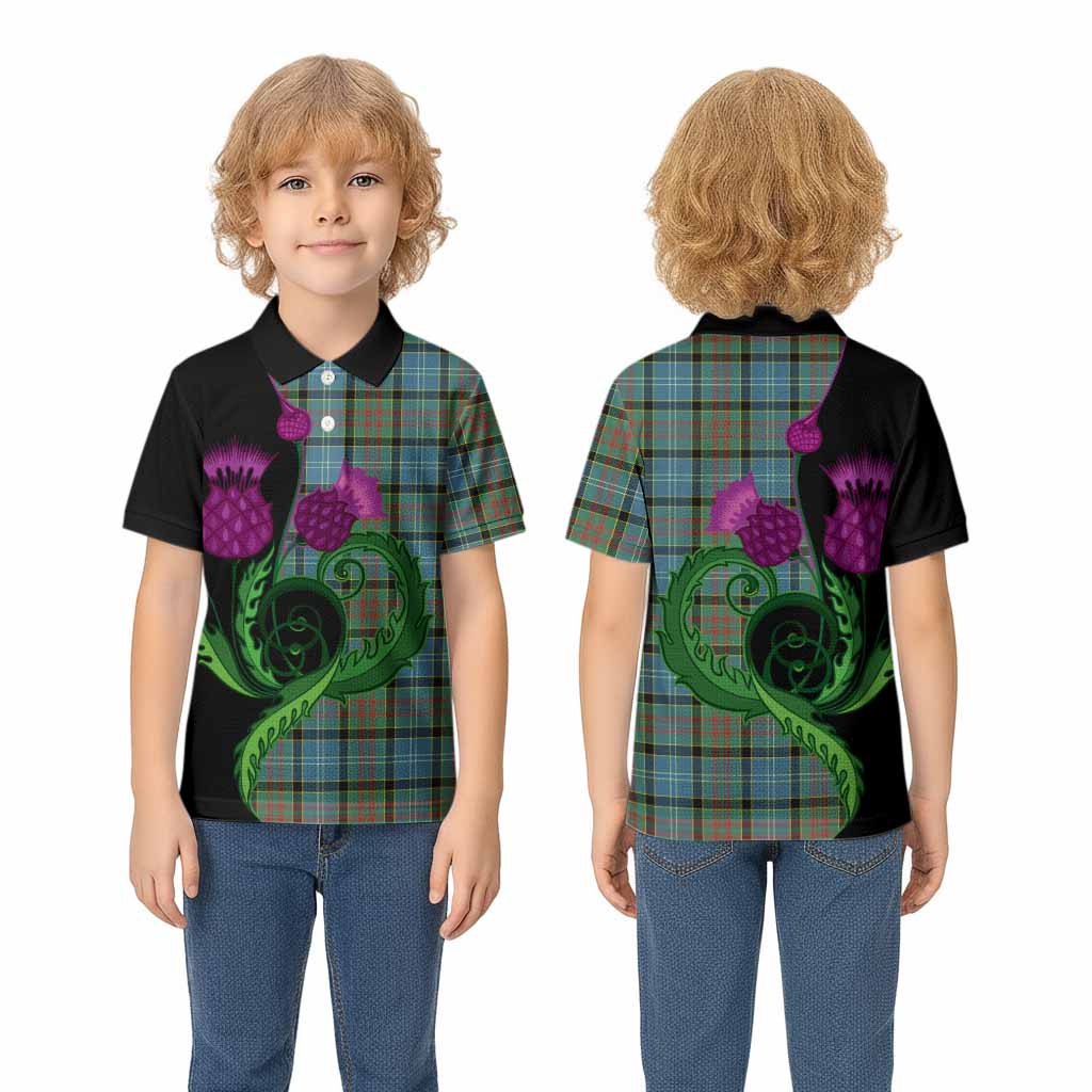 Paisley Tartan Kid Polo Shirt Traditional Scottish Thistle