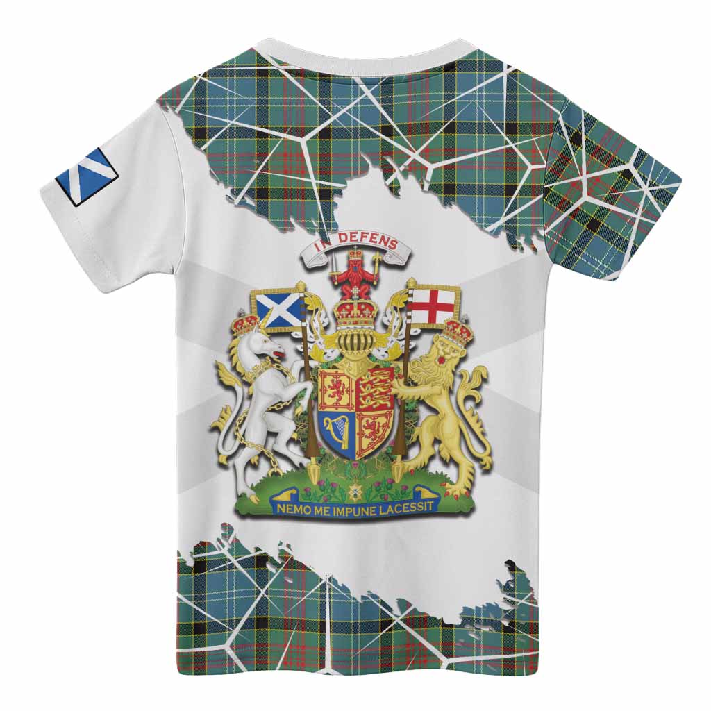 Paisley Tartan Kid T-shirt with Family Crest and Lion Rampant Grunge Style