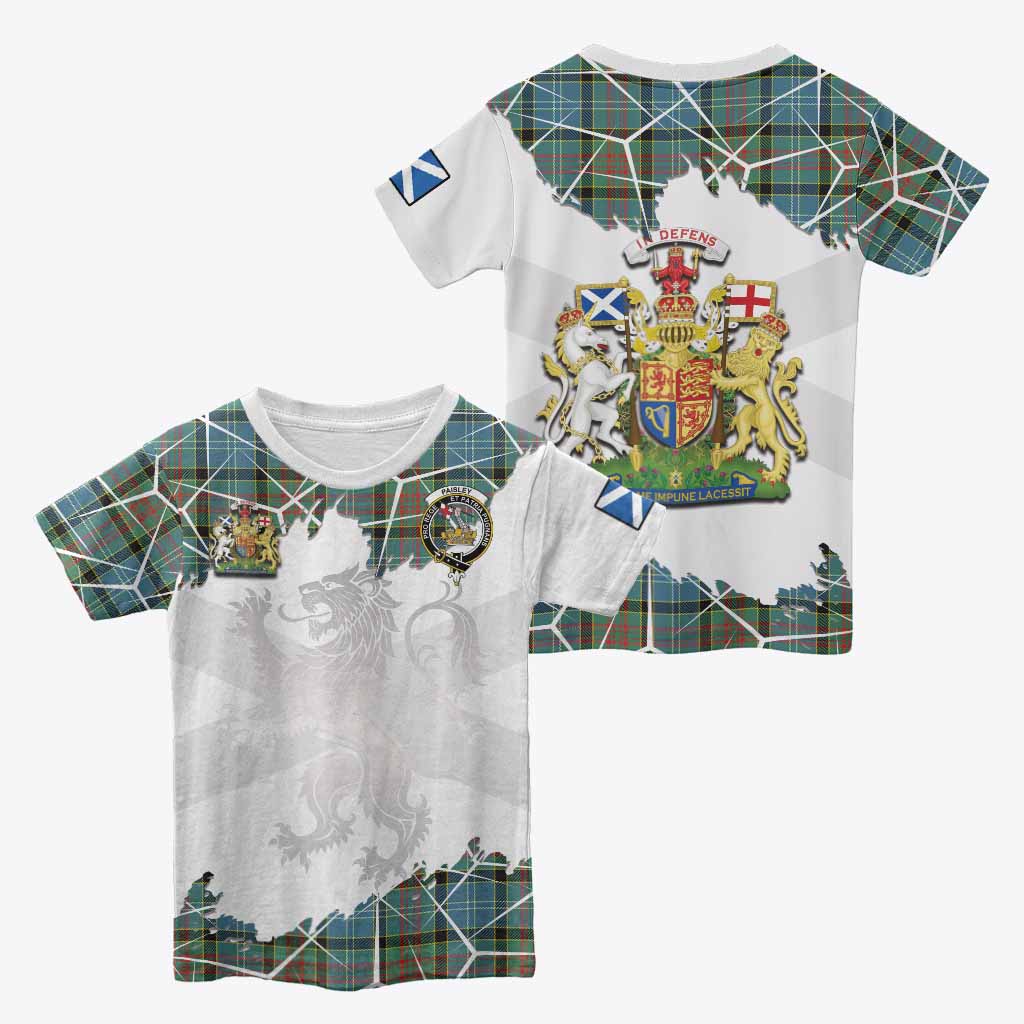 Paisley Tartan Kid T-shirt with Family Crest and Lion Rampant Grunge Style