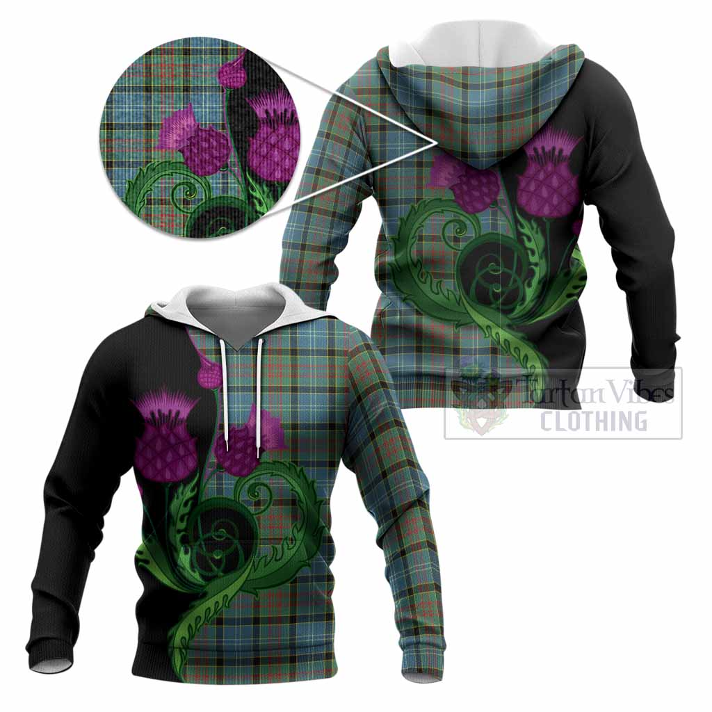 Paisley Tartan Knitted Hoodie Traditional Scottish Thistle