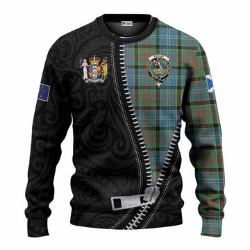 Paisley Tartan Knitted Sweater New Zealand Pattern Unique Zipper Stylized