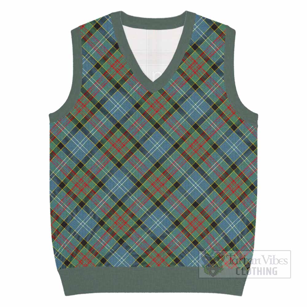 Paisley Tartan  Knitted V-Neck Vest Cross Style