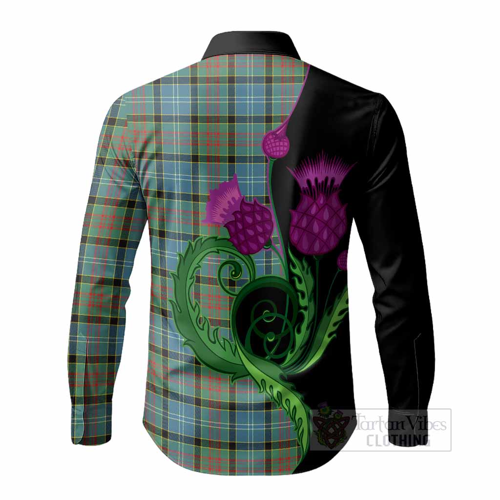 Paisley Tartan Long Sleeve Button Shirts Traditional Scottish Thistle