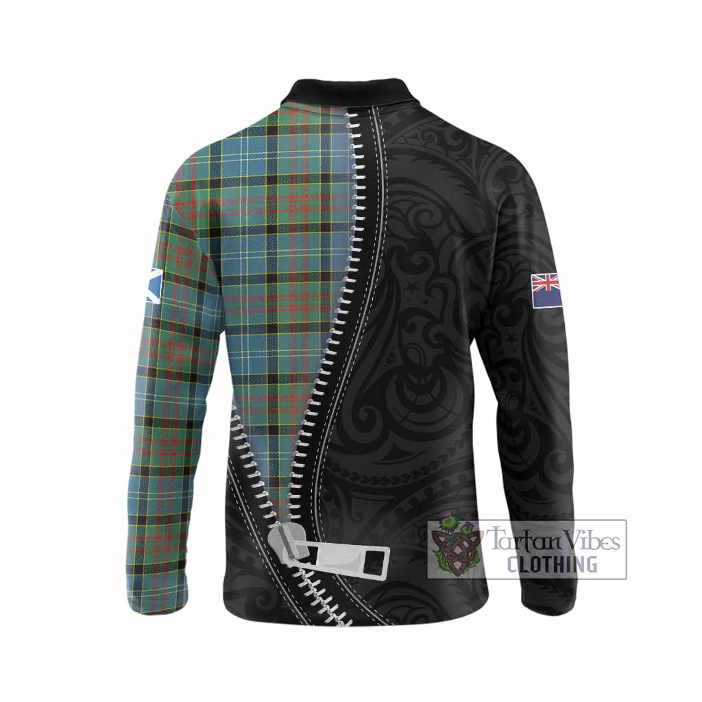 Paisley Tartan Long Sleeve Polo Shirt New Zealand Pattern Unique Zipper Stylized