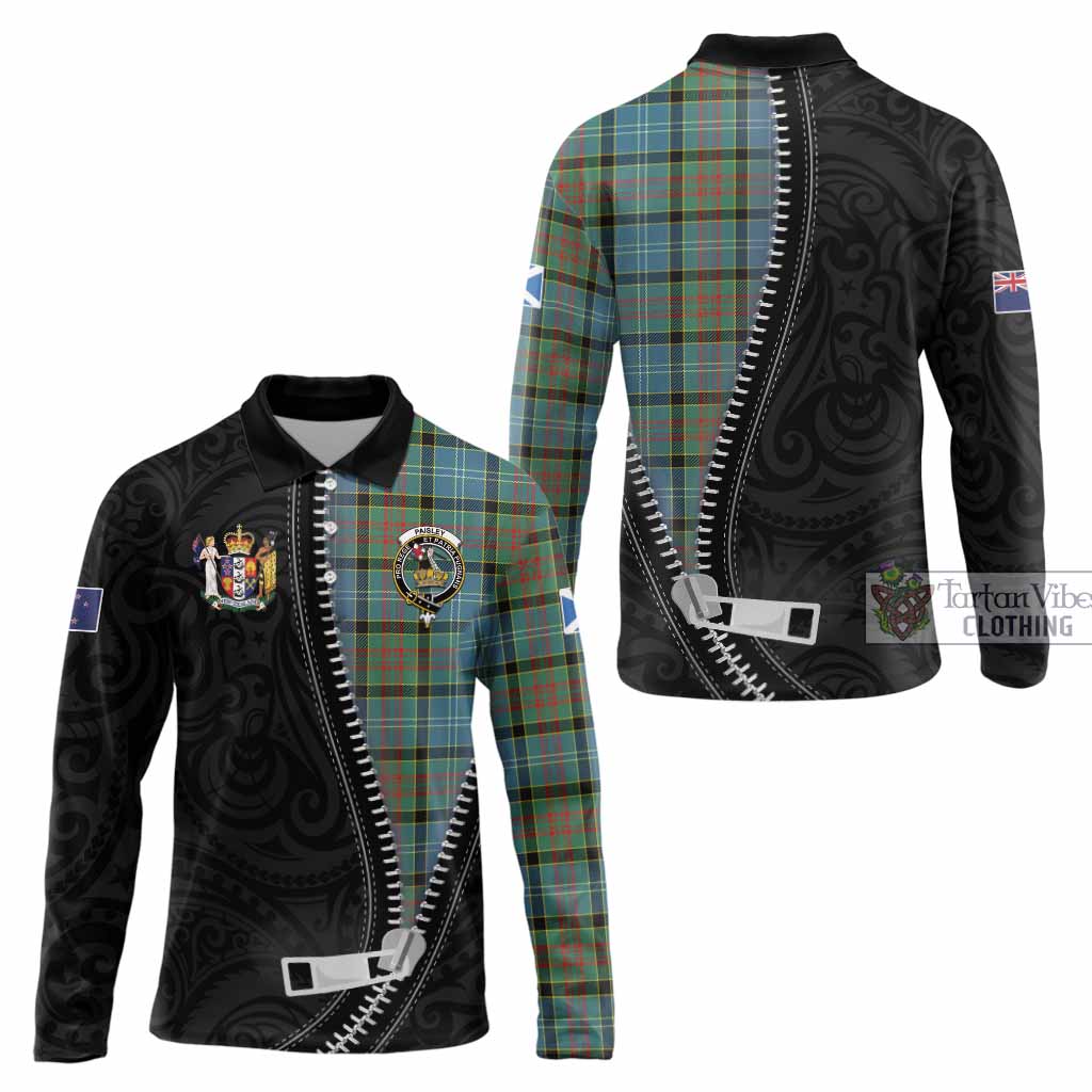 Paisley Tartan Long Sleeve Polo Shirt New Zealand Pattern Unique Zipper Stylized