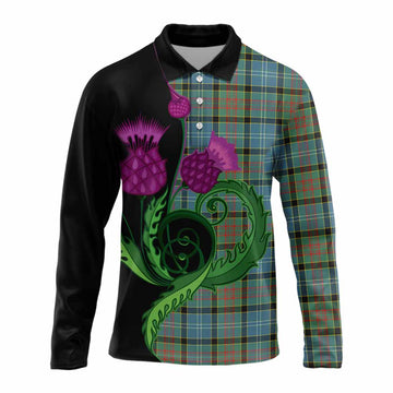 Paisley Tartan Long Sleeve Polo Shirt Traditional Scottish Thistle