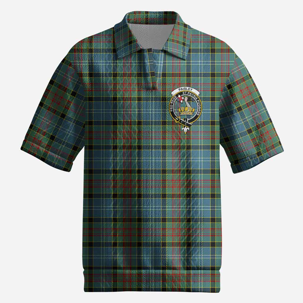 Paisley Tartan Men’s Polo Sweater Top with Family Crest