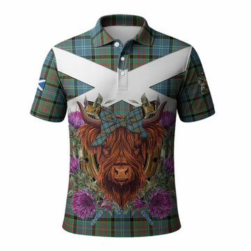 Paisley Tartan Polo Shirt Scottish Thistle Heilan Coo