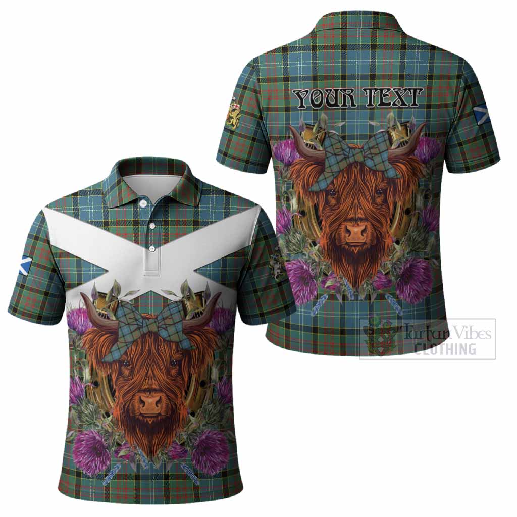 Paisley Tartan Polo Shirt Scottish Thistle Heilan Coo
