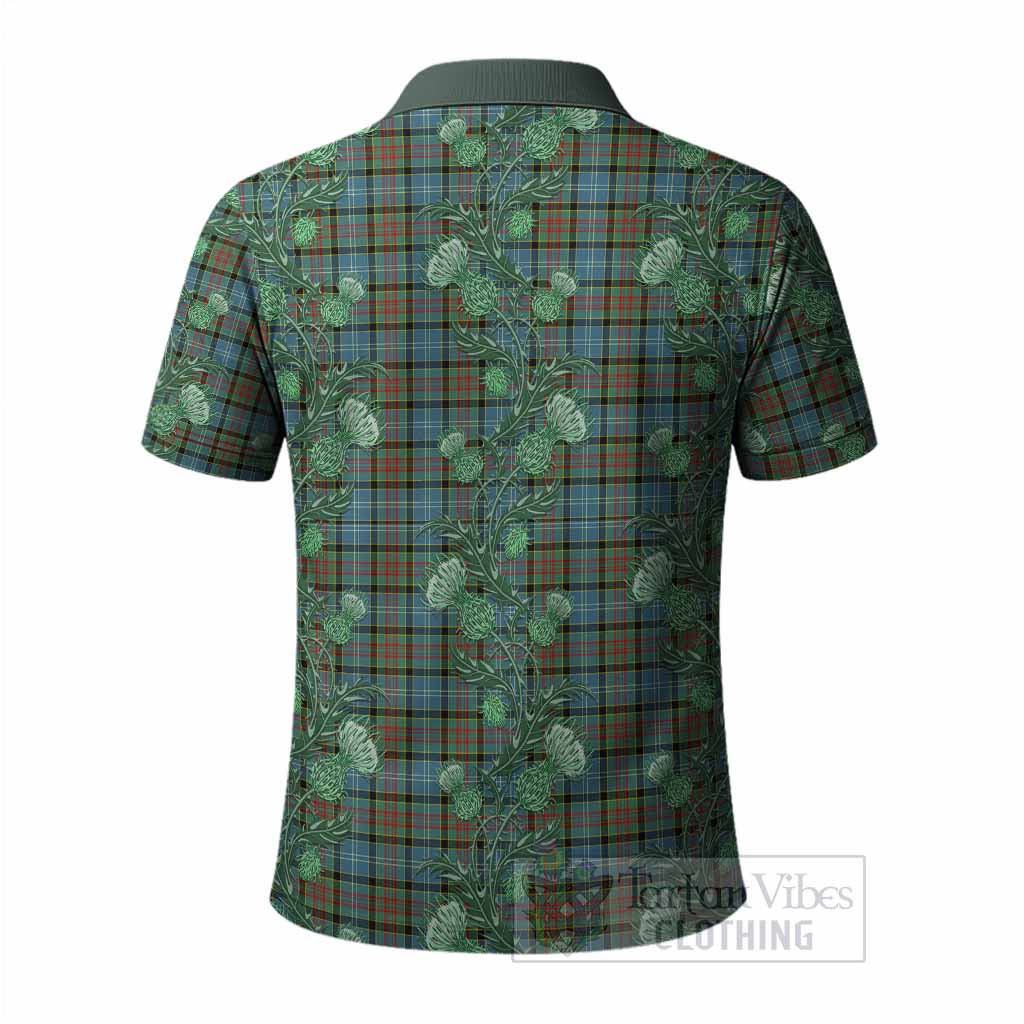 Paisley Tartan Polo Shirt Seamless Scottish Thistle Flowers