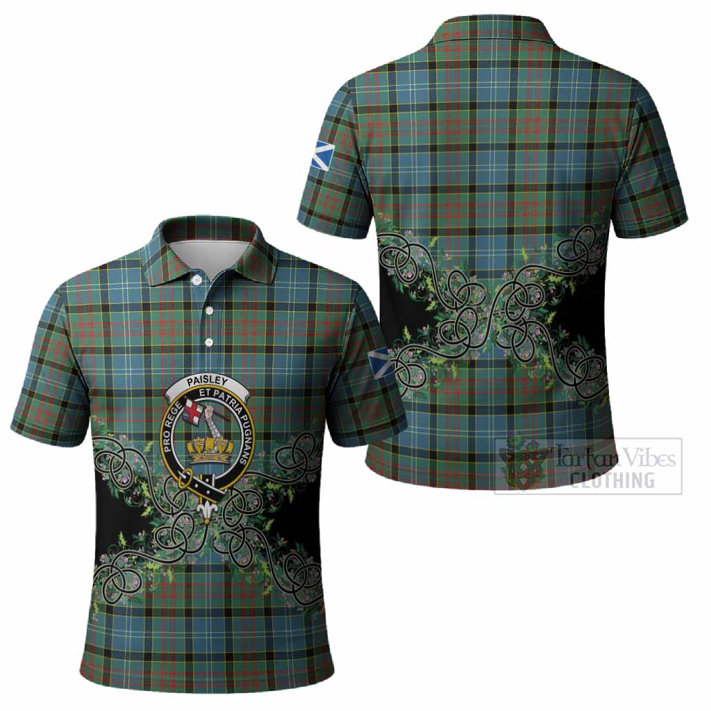 Paisley Tartan Polo Shirt Thistle Scottish Spirit