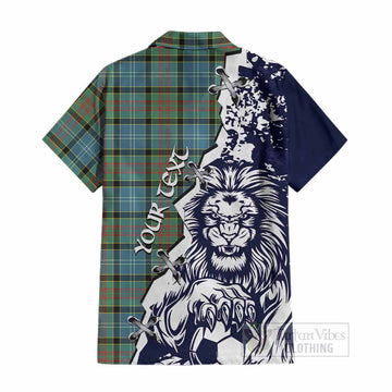 Paisley Tartan Scottish Cotton Hawaiian Shirt Angry Lion With Soccer Ball Style