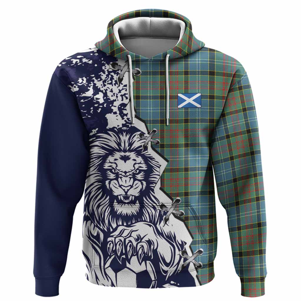 Paisley Tartan Scottish Hoodie Angry Lion With Soccer Ball Style