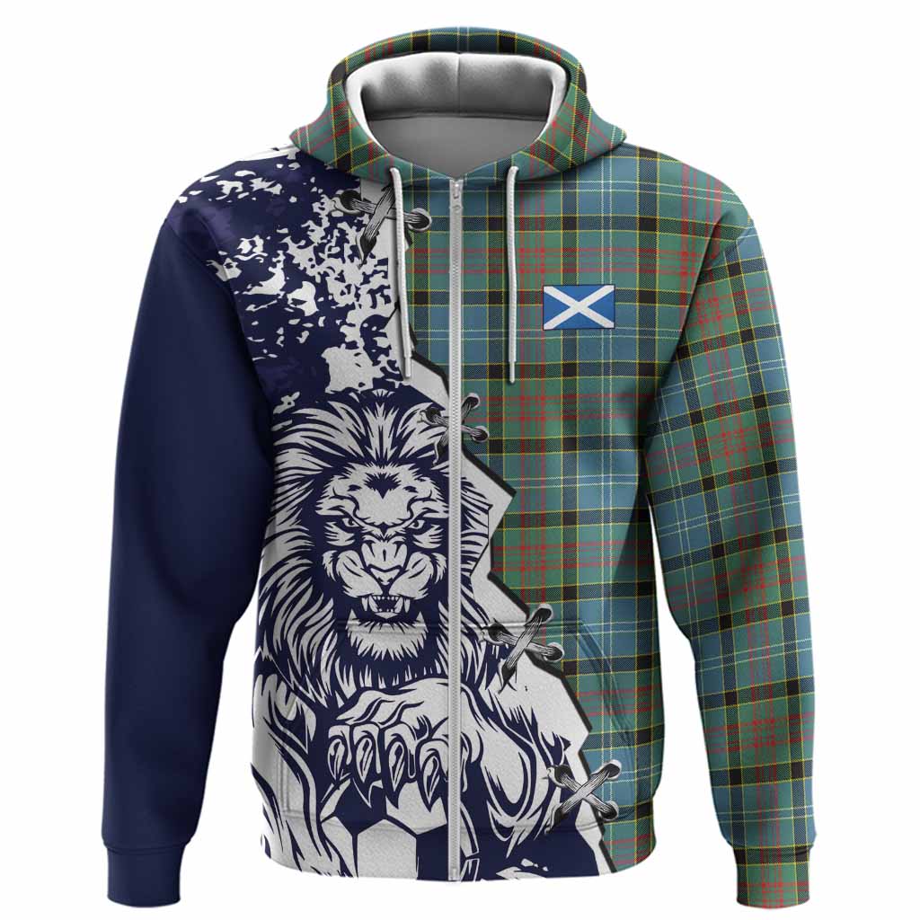 Paisley Tartan Scottish Hoodie Angry Lion With Soccer Ball Style