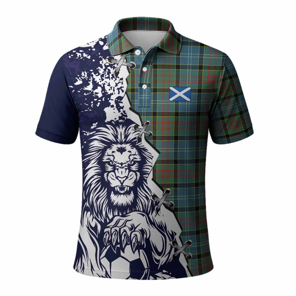 Paisley Tartan Scottish Polo Shirt Angry Lion With Soccer Ball Style