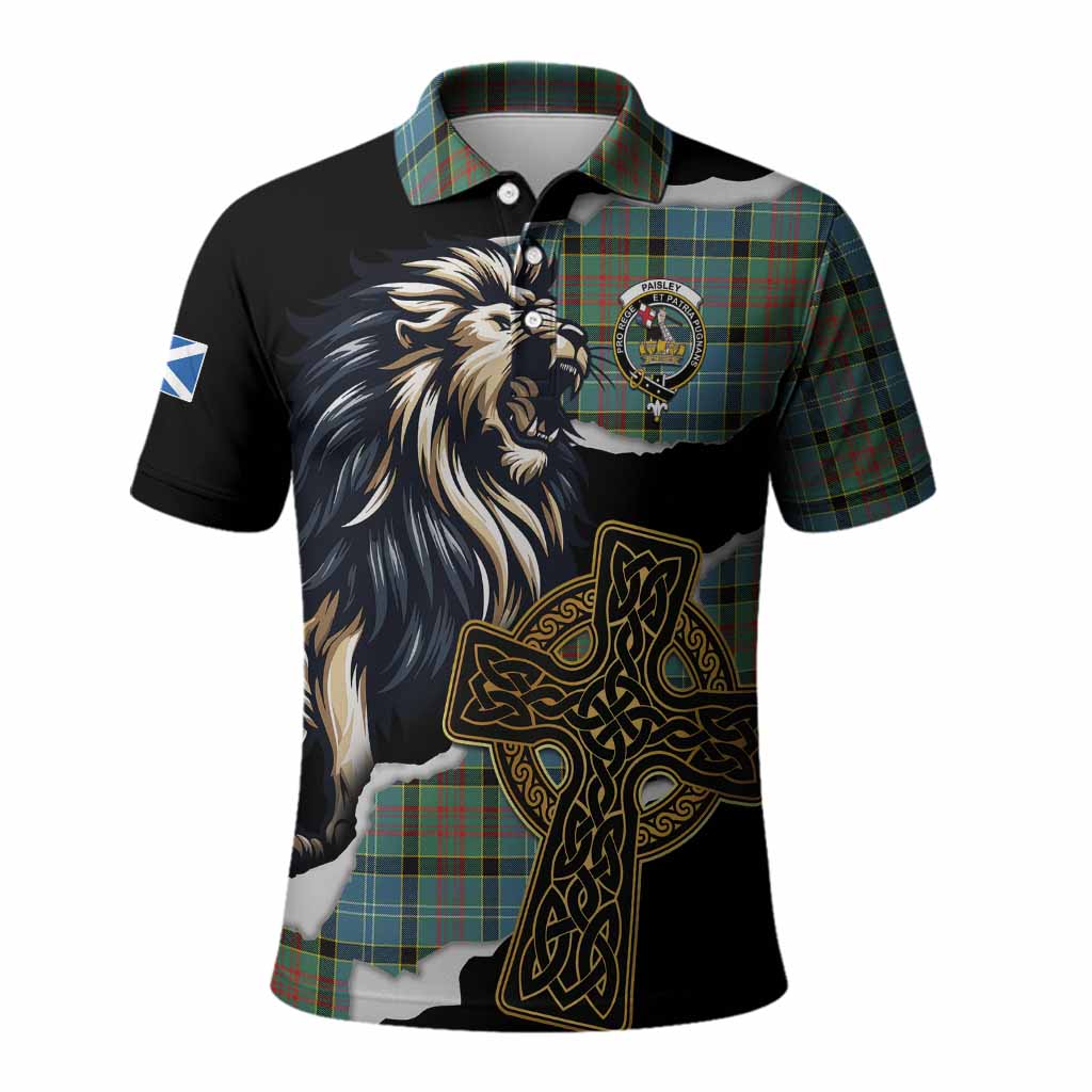 Paisley Tartan Scottish Polo Shirt Lion Celtic Heritage