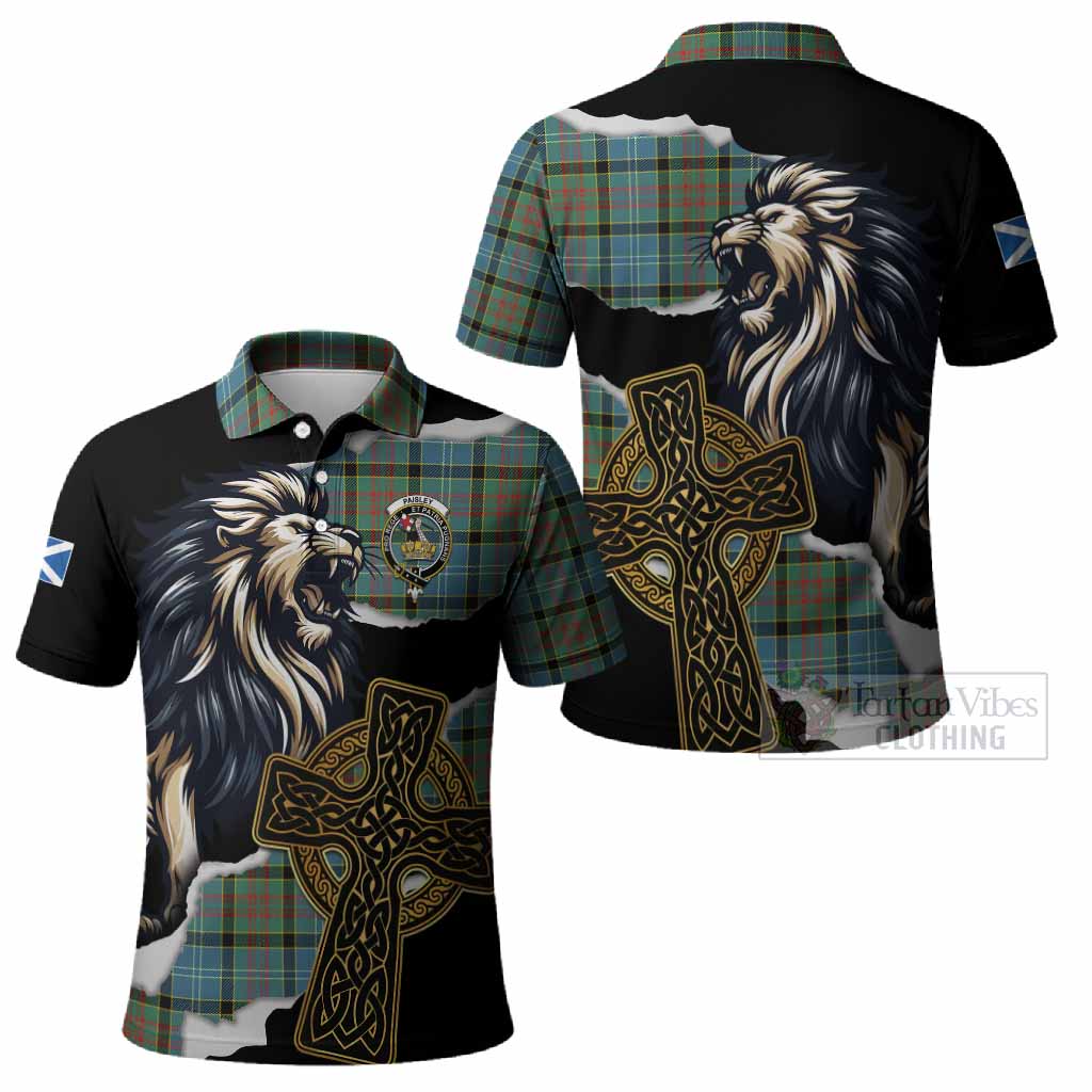 Paisley Tartan Scottish Polo Shirt Lion Celtic Heritage
