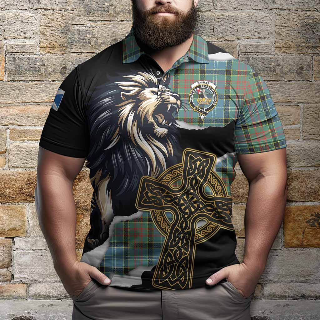 Paisley Tartan Scottish Polo Shirt Lion Celtic Heritage