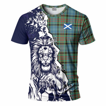Paisley Tartan Scottish T-Shirt Angry Lion With Soccer Ball Style