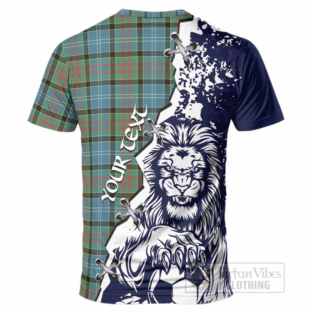 Paisley Tartan Scottish T-Shirt Angry Lion With Soccer Ball Style