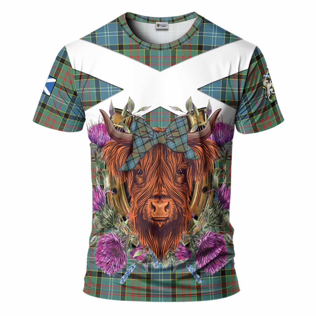 Paisley Tartan T-Shirt Scottish Thistle Heilan Coo