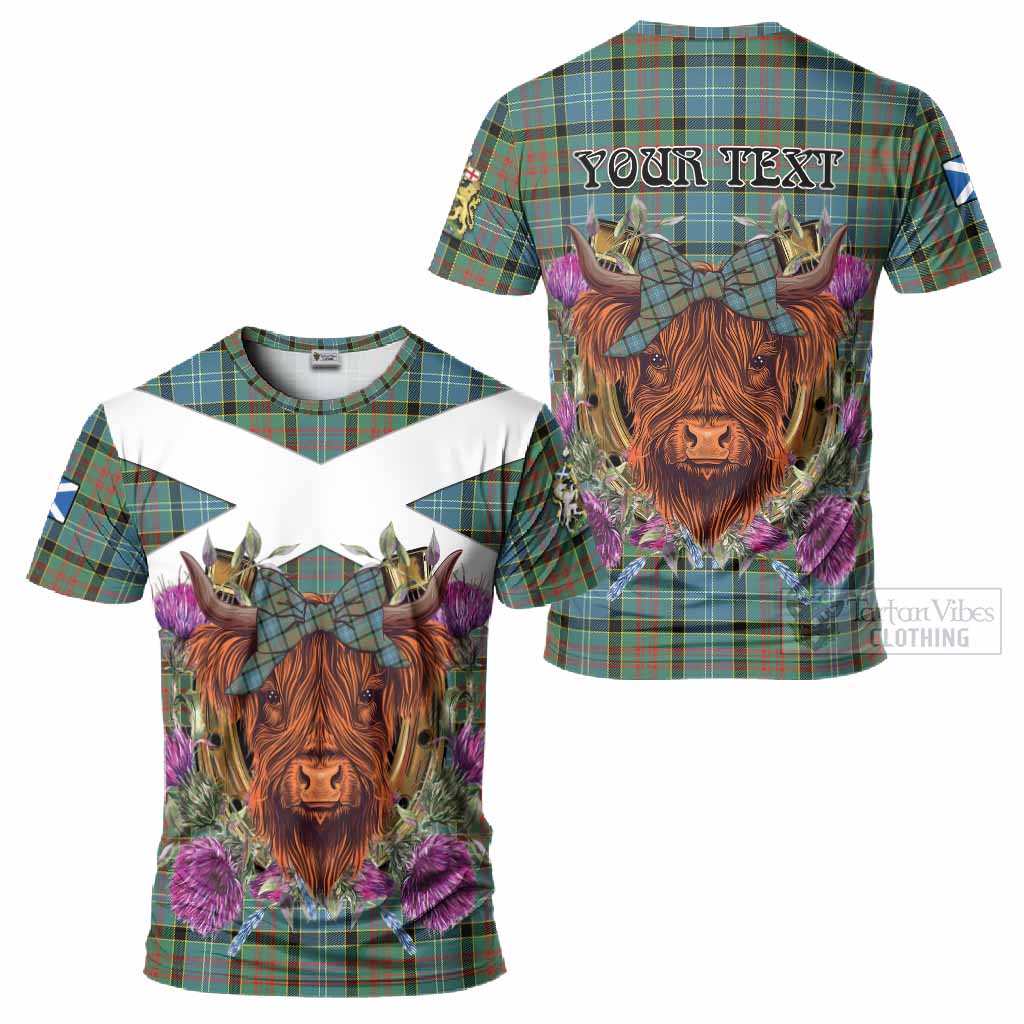 Paisley Tartan T-Shirt Scottish Thistle Heilan Coo