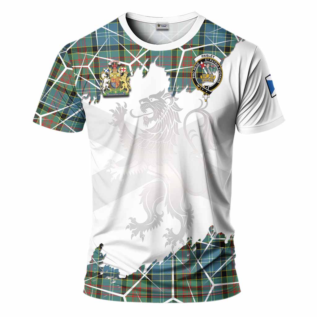 Paisley Tartan T-Shirt with Family Crest and Lion Rampant Grunge Style