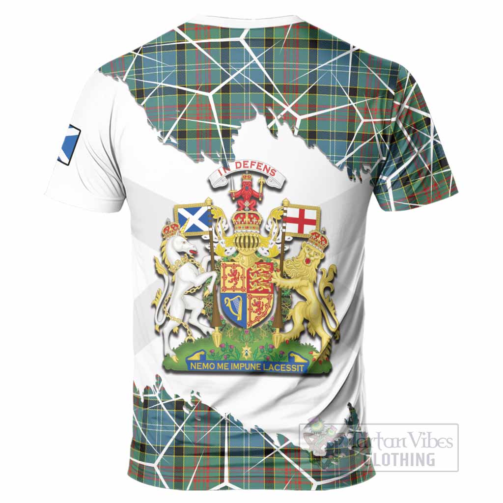 Paisley Tartan T-Shirt with Family Crest and Lion Rampant Grunge Style