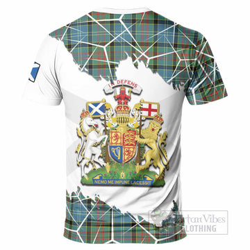 Paisley Tartan T-Shirt with Family Crest and Lion Rampant Grunge Style
