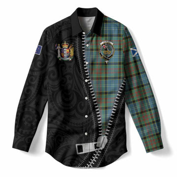 Paisley Tartan Women Casual Shirt New Zealand Pattern Unique Zipper Stylized