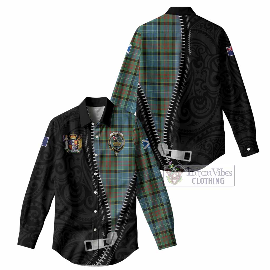 Paisley Tartan Women Casual Shirt New Zealand Pattern Unique Zipper Stylized