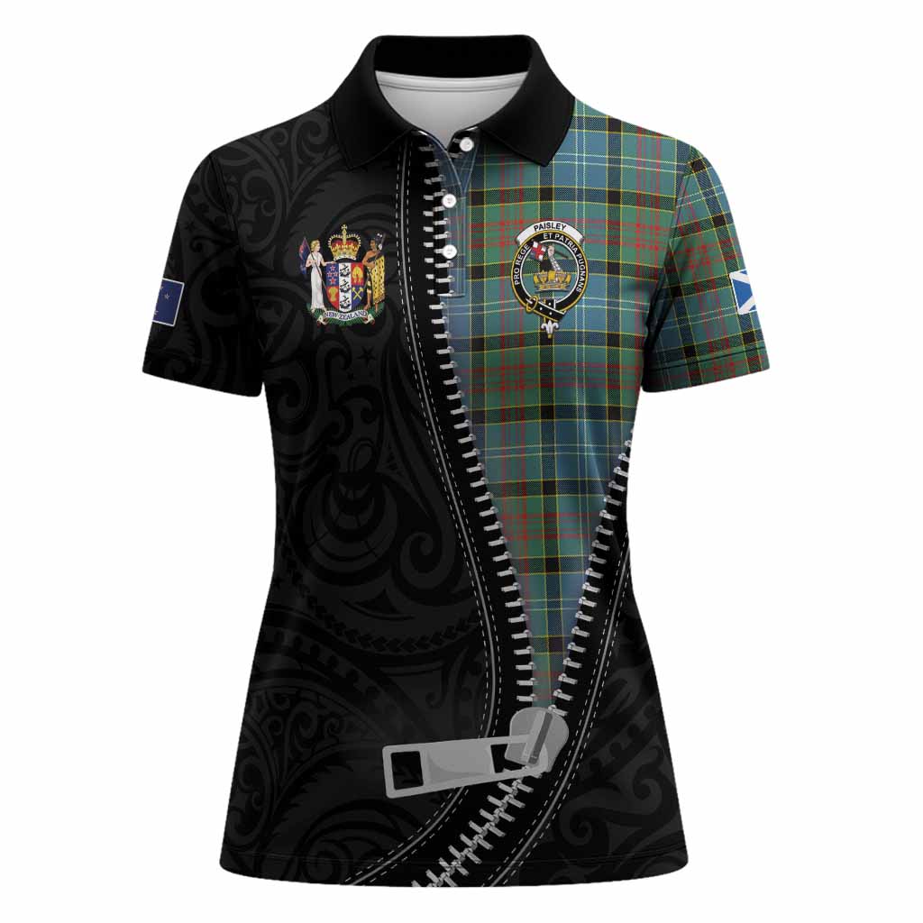 Paisley Tartan Women Polo Shirt New Zealand Pattern Unique Zipper Stylized