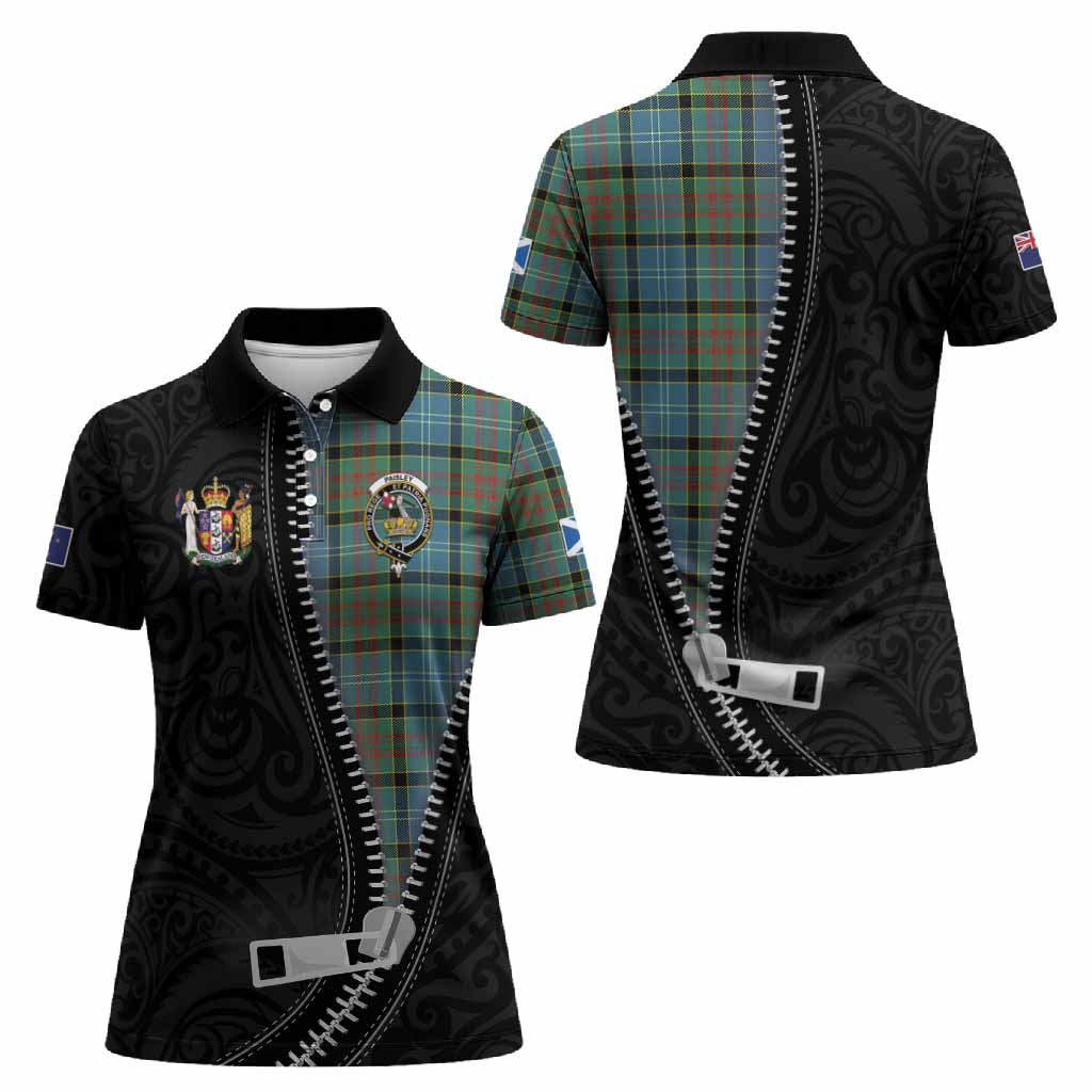 Paisley Tartan Women Polo Shirt New Zealand Pattern Unique Zipper Stylized