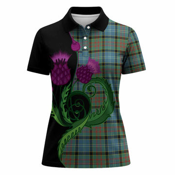 Paisley Tartan Women Polo Shirt Traditional Scottish Thistle