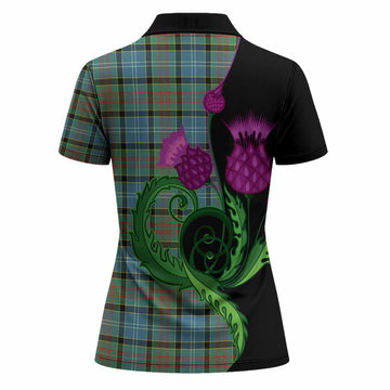 Paisley Tartan Women Polo Shirt Traditional Scottish Thistle