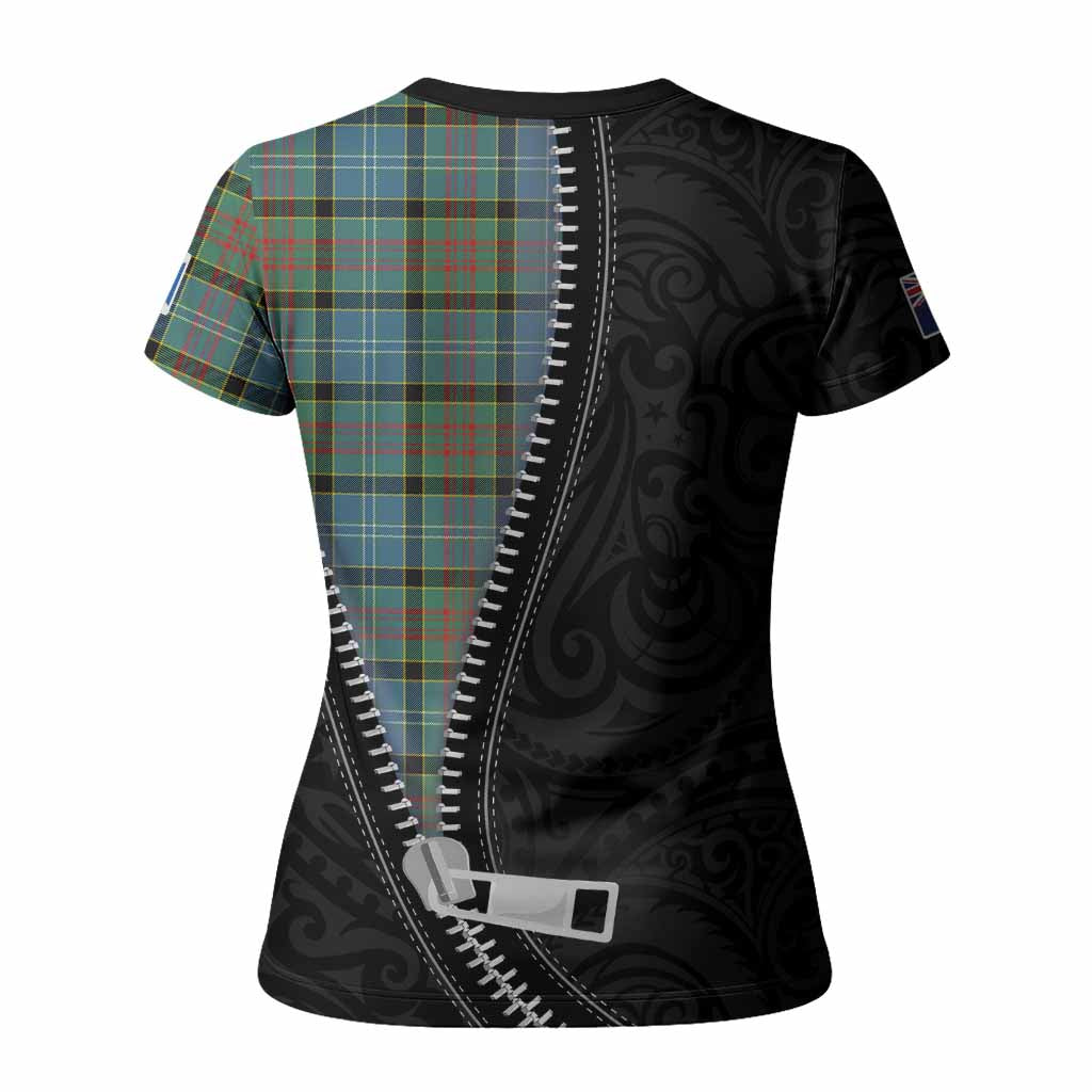 Paisley Tartan Women T shirt New Zealand Pattern Unique Zipper Stylized