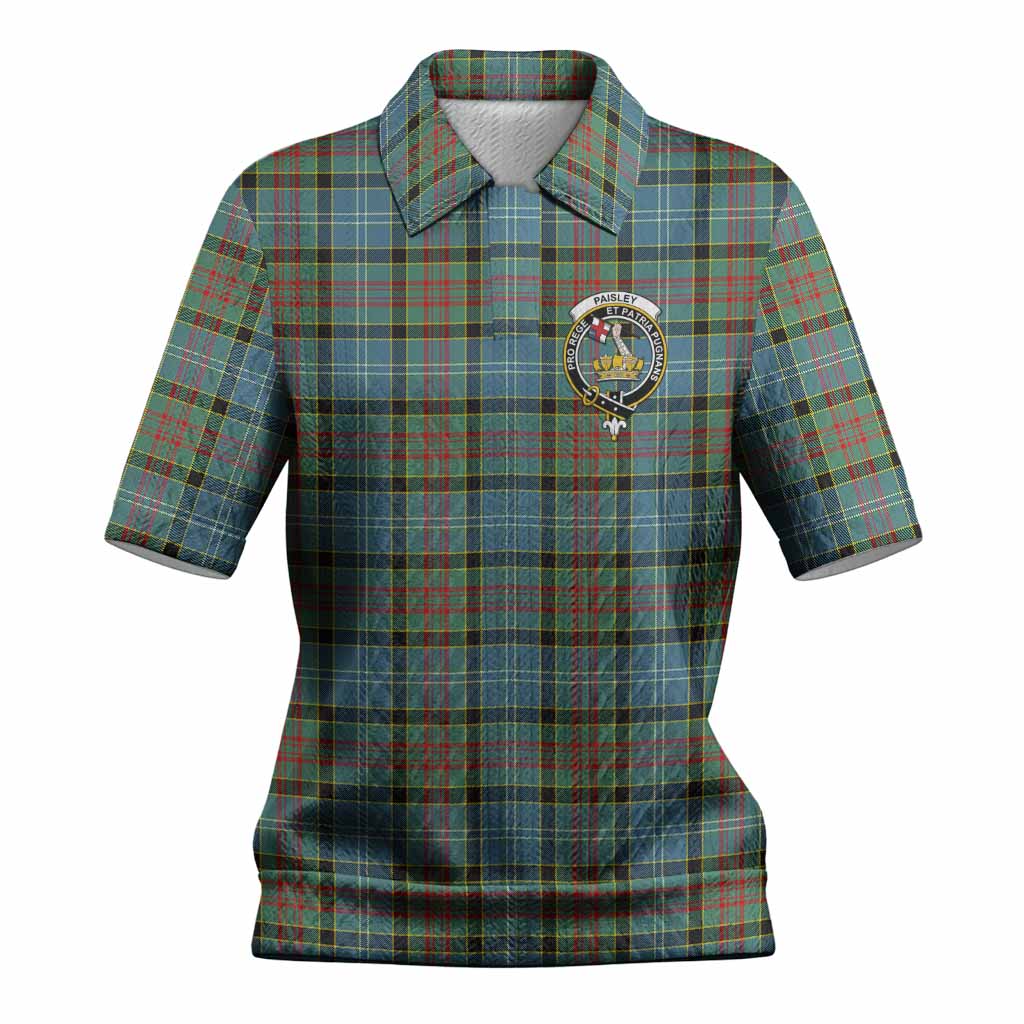 Paisley Tartan Women’s Polo Sweater Top with Family Crest
