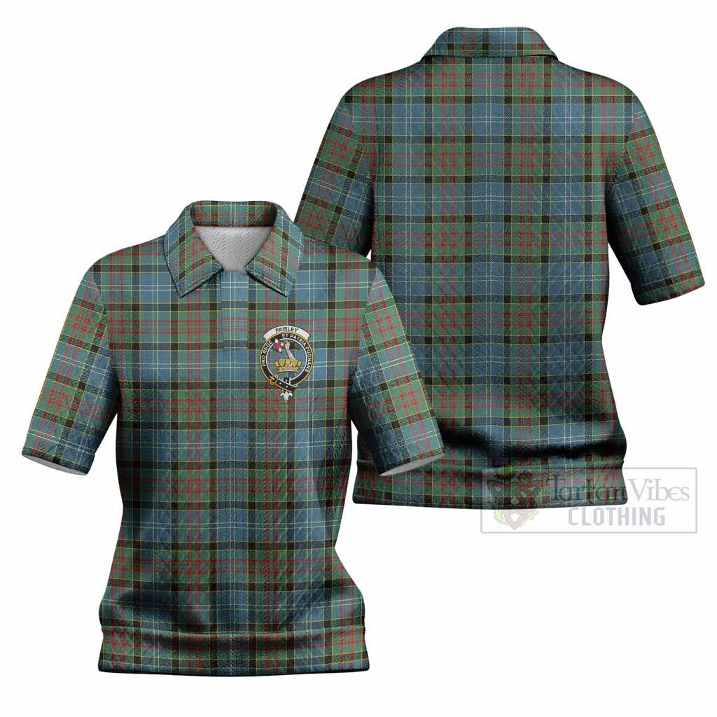 Paisley Tartan Women’s Polo Sweater Top with Family Crest