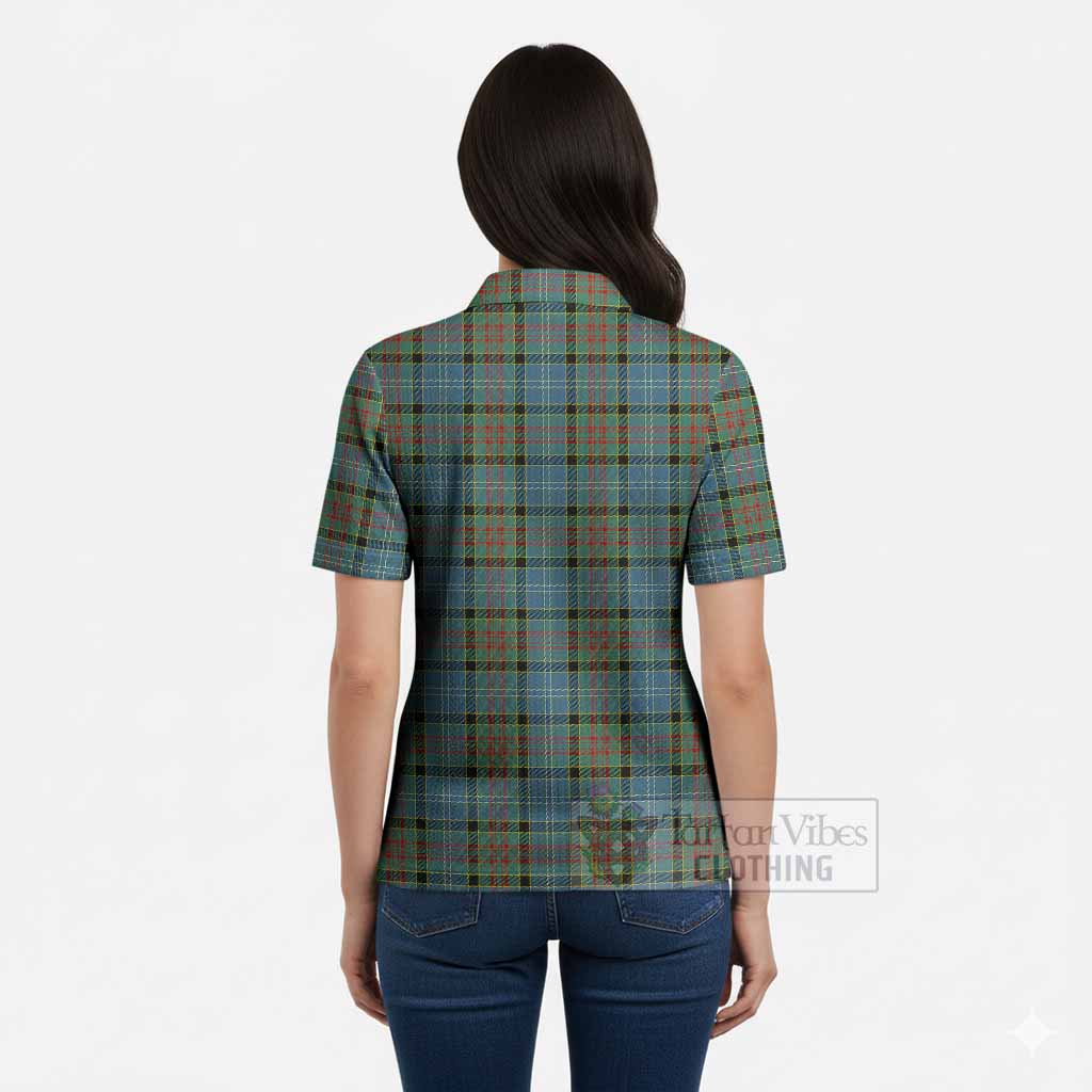 Paisley Tartan Women’s Polo Sweater Top with Family Crest